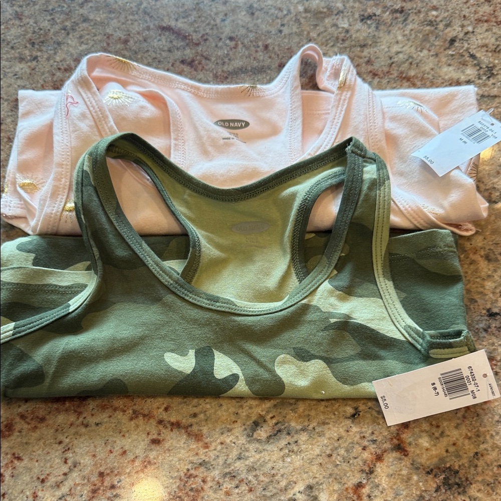 Old Navy Girls Green Camo Racerback Tank Top
